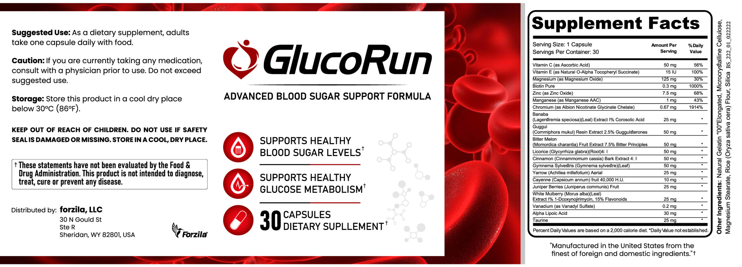 GlucoRun Supplement Facts